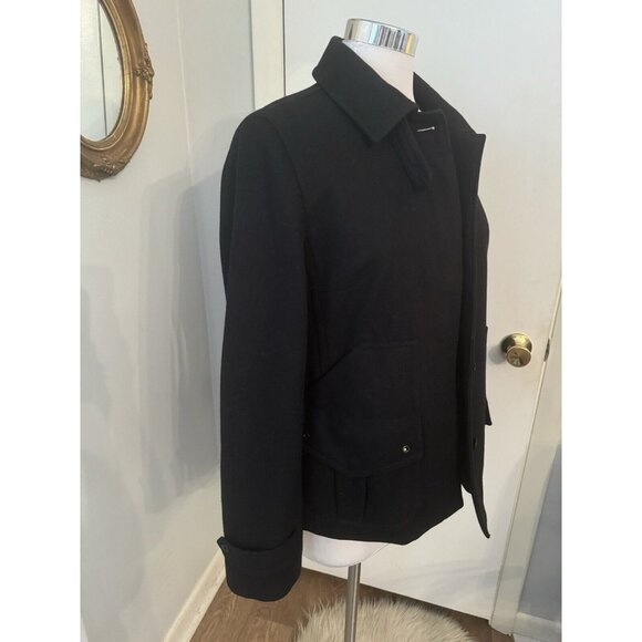 Woman’s Size M J. Crew Black Short Wool Blend Coat Jacket Pockets J Crew Preppy - Picture 11 of 14